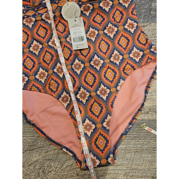 Boden Ithaca Halter Swimsuit Swim One Piece Women 10 NEW orange blue - Picture 3 of 4